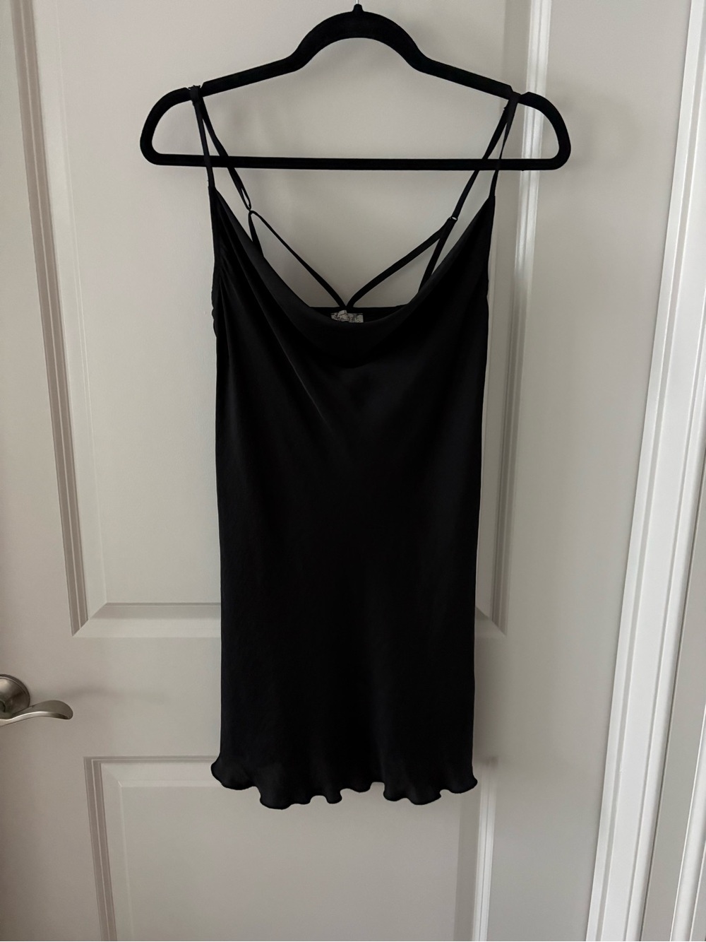 Free People Black Satin Cowl Slip